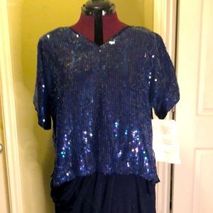 Blue opalescent sequin top